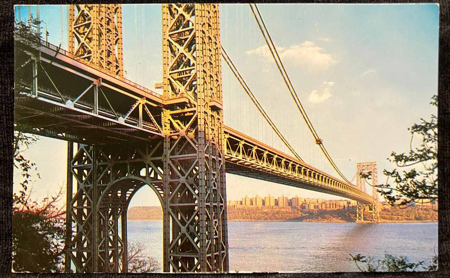 The George Washington Bridge - Manhattan Island, New York City - Vintage Bridge Postcard