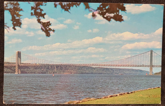 George Washington Bridge over Hudson River - New York City, New York - Vintage Bridge Postcard