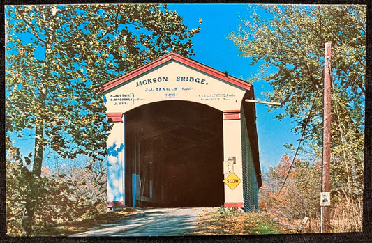 Jackson Bridge - Parke County, Indiana - Photo: Mitchell - Vintage Covered Bridge Postcard