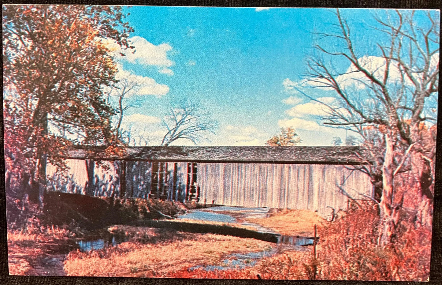 Adams Bridge in Parke County, Indiana - Photo: Mitchell - Vintage Covered Bridge Postcard
