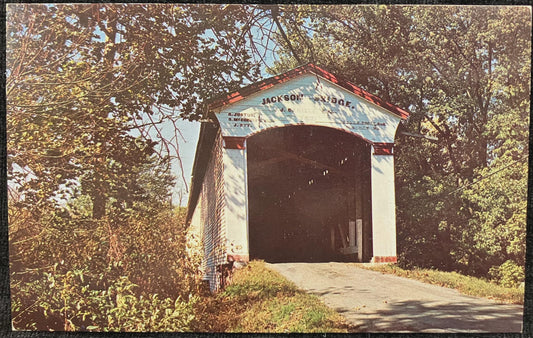 Jackson Bridge Parke County, Indiana - Beard Bridge - Photo: John V. Pontiere, Jr. - Vintage Covered Bridge Postcard