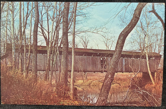 Lancaster Bridge Carroll County, Indiana - Beard Bridge - Photo: John V. Pontiere, Jr. - Vintage Covered Bridge Postcard