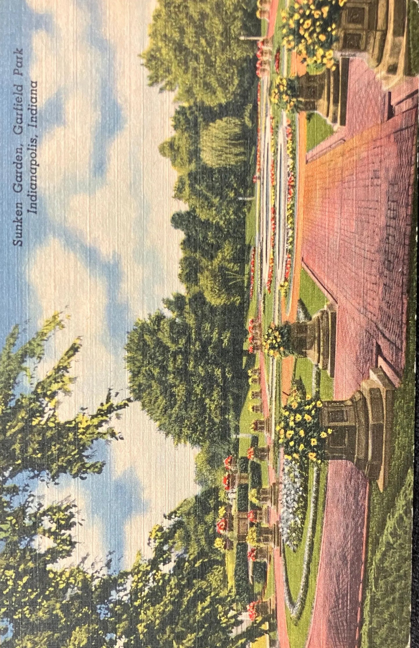 Sunken Garden, Garfield Park, Indianapolis, Indiana - Vintage Park Postcard