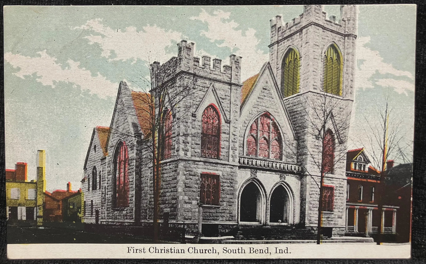 First Christian Church, South Bend, Indiana - Vintage Church Postcard