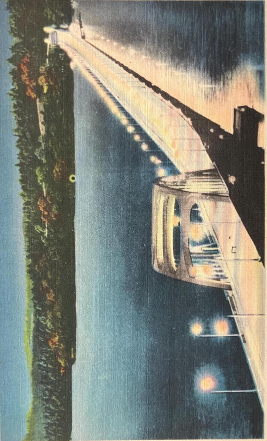 Lake Washington Pontoon Bridge, Seattle, Washington - Only Concrete Pontoon Bridge in the World - Vintage Bridge Postcard