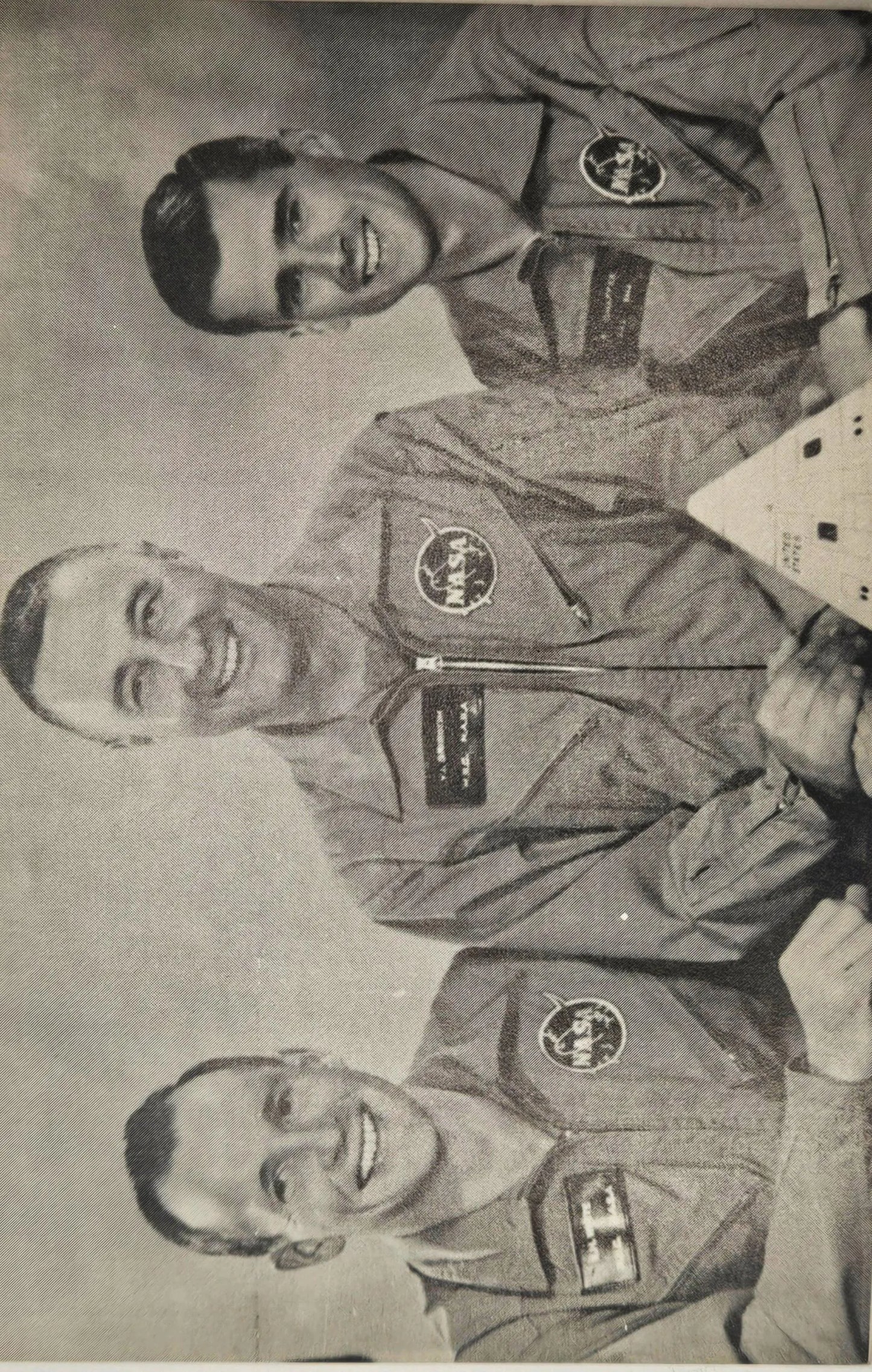 Three NASA Men Smiling In Uniform - Black and White Photo Postcard
