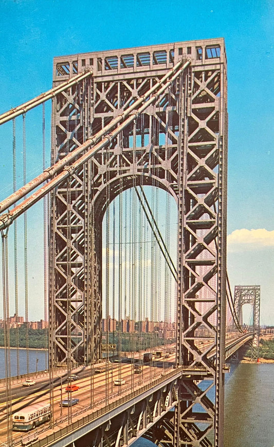 George Washington Bridge over Hudson River - New York City - Vintage Bridge Postcard