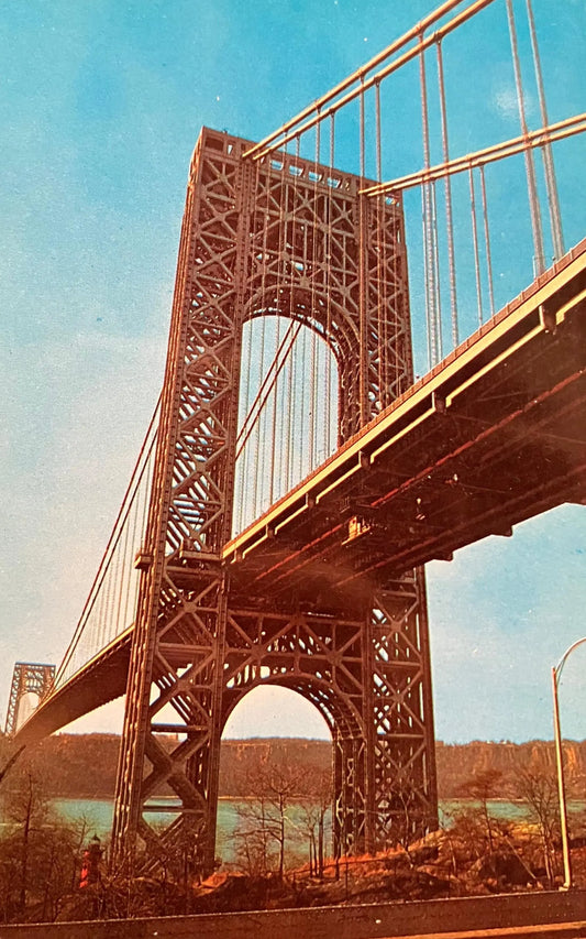 George Washington Bridge over the Hudson River - New York City, New York - Vintage Bridge Postcard