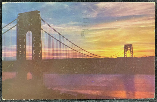 George Washington Bridge over the Hudson River - New York City, New York - Vintage Bridge Postcard