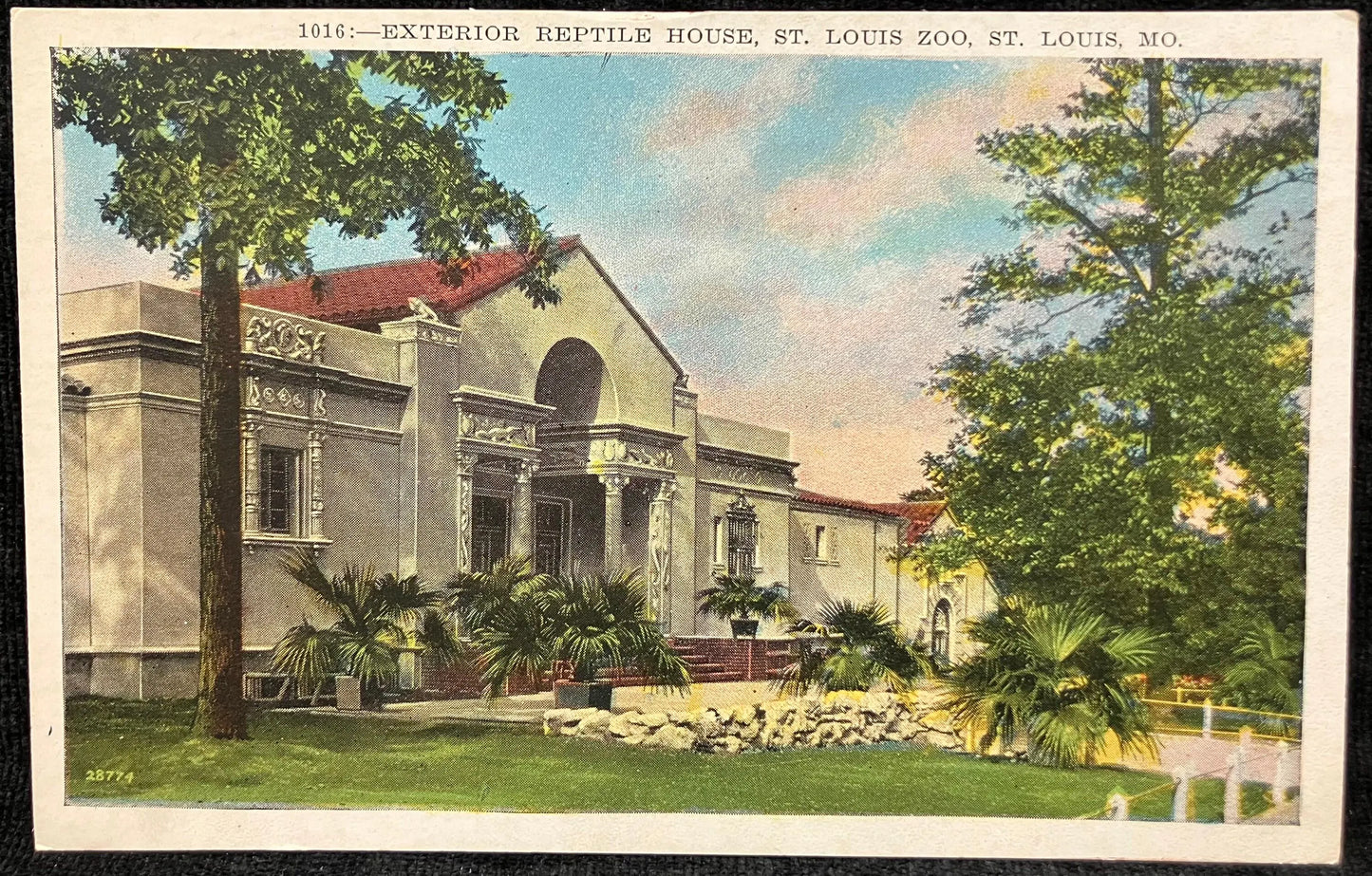 Exterior Reptile House, St. Louis Zoo, St. Louis, Missouri - Vintage Zoo Postcard
