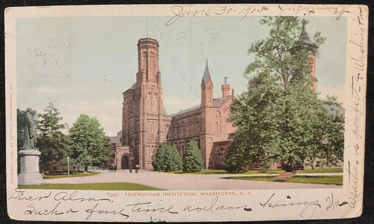 Smithsonian Institution, Washington, D. C., Maryland - Copyright, 1903, by Detroit Photographic Co. - Vintage Museum Postcard