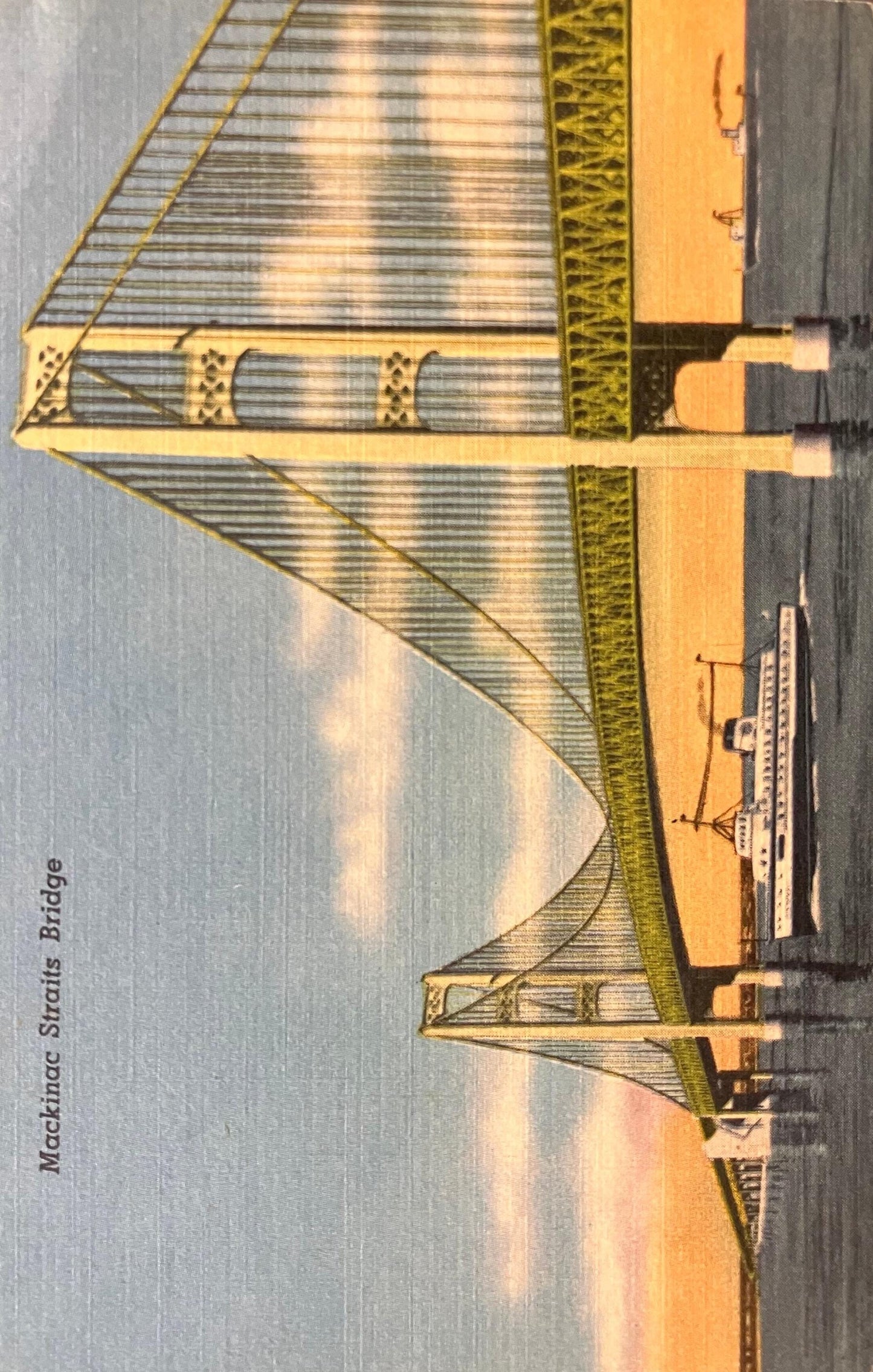 Mackinac Straits Bridge, Michigan - Vintage Bridge Postcard