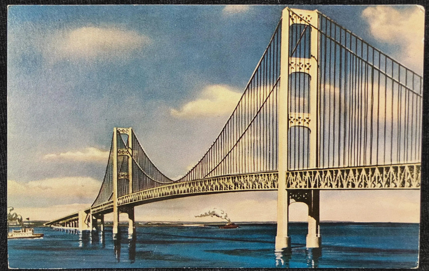 The Mackinac Bridge - Michigan - Designed by Dr. D. B. Steinman- Vintage Bridge Postcard