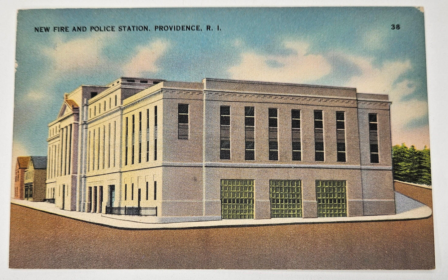 New Fire And Police Station, Providence, Rhode Island - Vintage Postcard