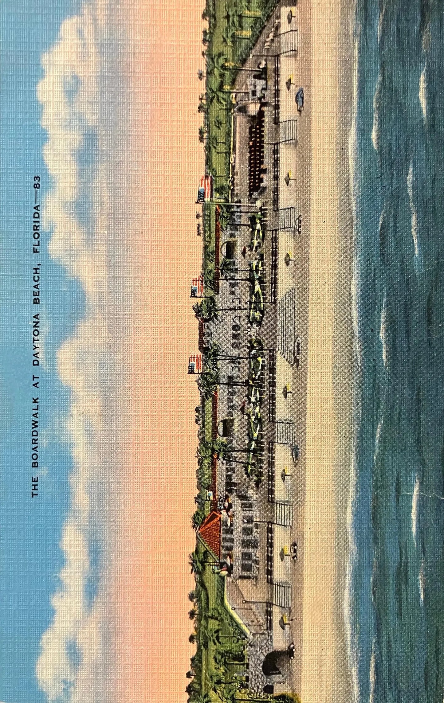 The Boardwalk at Daytona Beach, Florida - Photo: R. H. Le Sesne - Vintage Beach Postcard