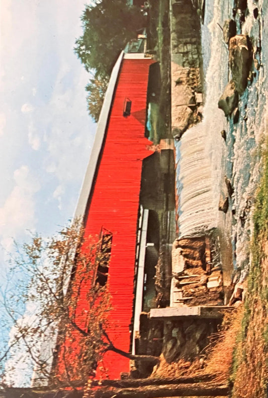 Indiana Covered Bridge in Parke County - Photo: Indiana Dept. Of Commerce - Vintage Covered Bridge Postcard