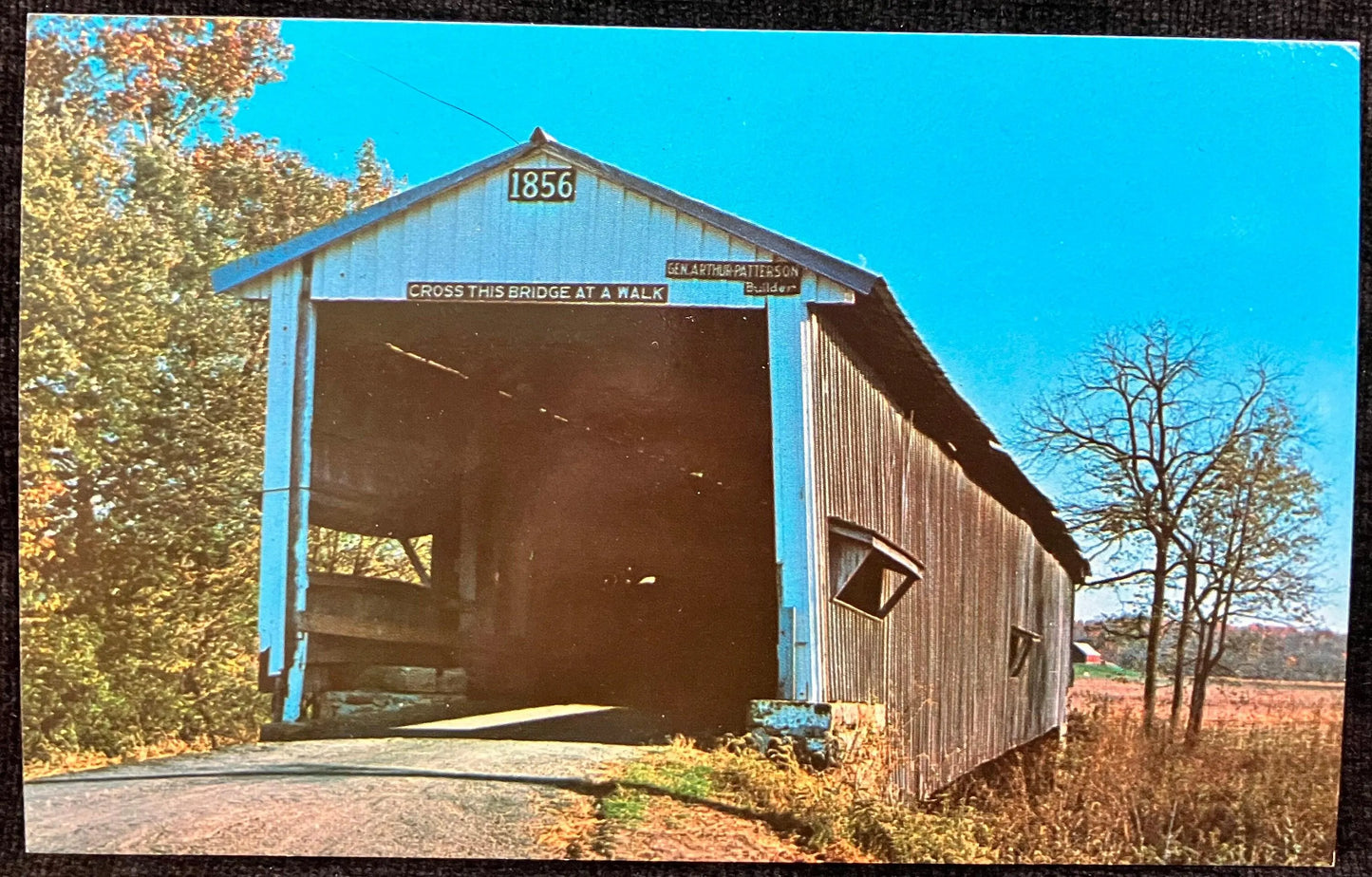 Crooks Bridge in Parke County, Indiana - Photo: Floyd Mitchell - Vintage Covered Bridge Postcard