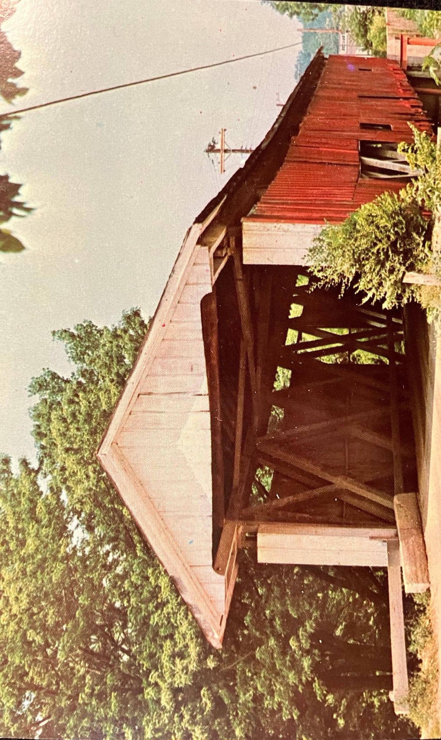 N. Manchester Bridge in Wabash County, Indiana - Photo: Mitchell - Vintage Covered Bridge Postcard