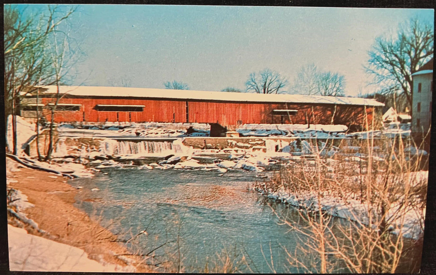 Bridgeton Bridge over Big Raccoon Creek - Parke County, Indiana - Photo: Mitchell - Vintage Covered Bridge Postcard
