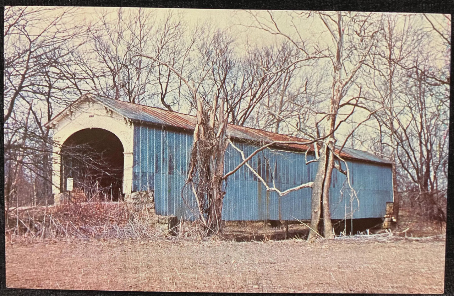 Emmettsville Bridge in Randolph County, Indiana - Photo: George Gould - Vintage Covered Bridge Postcard