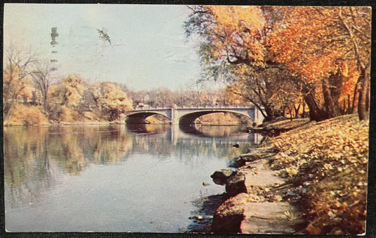 Leeper Park Bridge - South Bend, Indiana - Color: M. Bruce Harlan - Vintage Bridge Postcard
