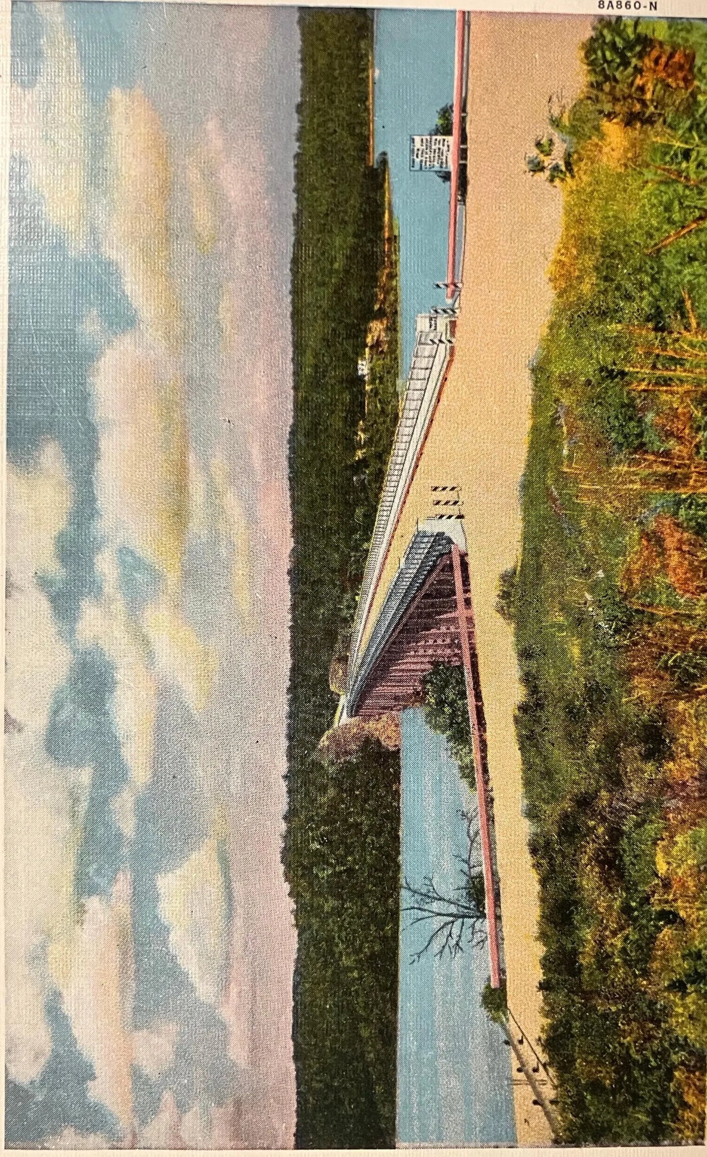 New Niangua Bridge over Lake of the Ozarks, on Route 5 between Camdenton and Versailles, Missouri - Vintage Bridge Postcard