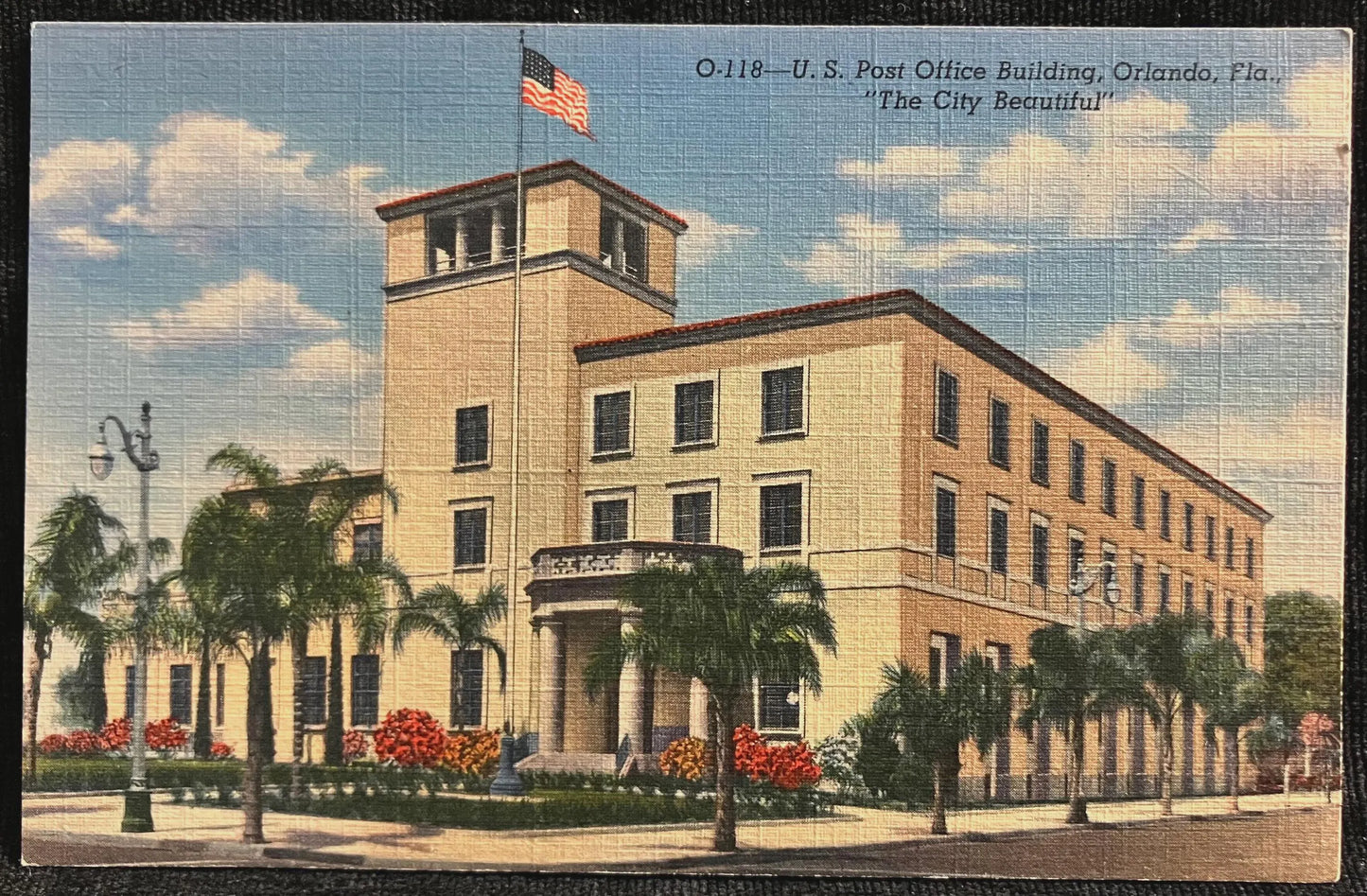 U. S. Post Office Building, Orlando, Florida “The City Beautiful” - Vintage Post Office Postcard