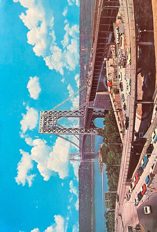 George Washington Bridge - New York City, New York - Vintage Serated Edge Postcard