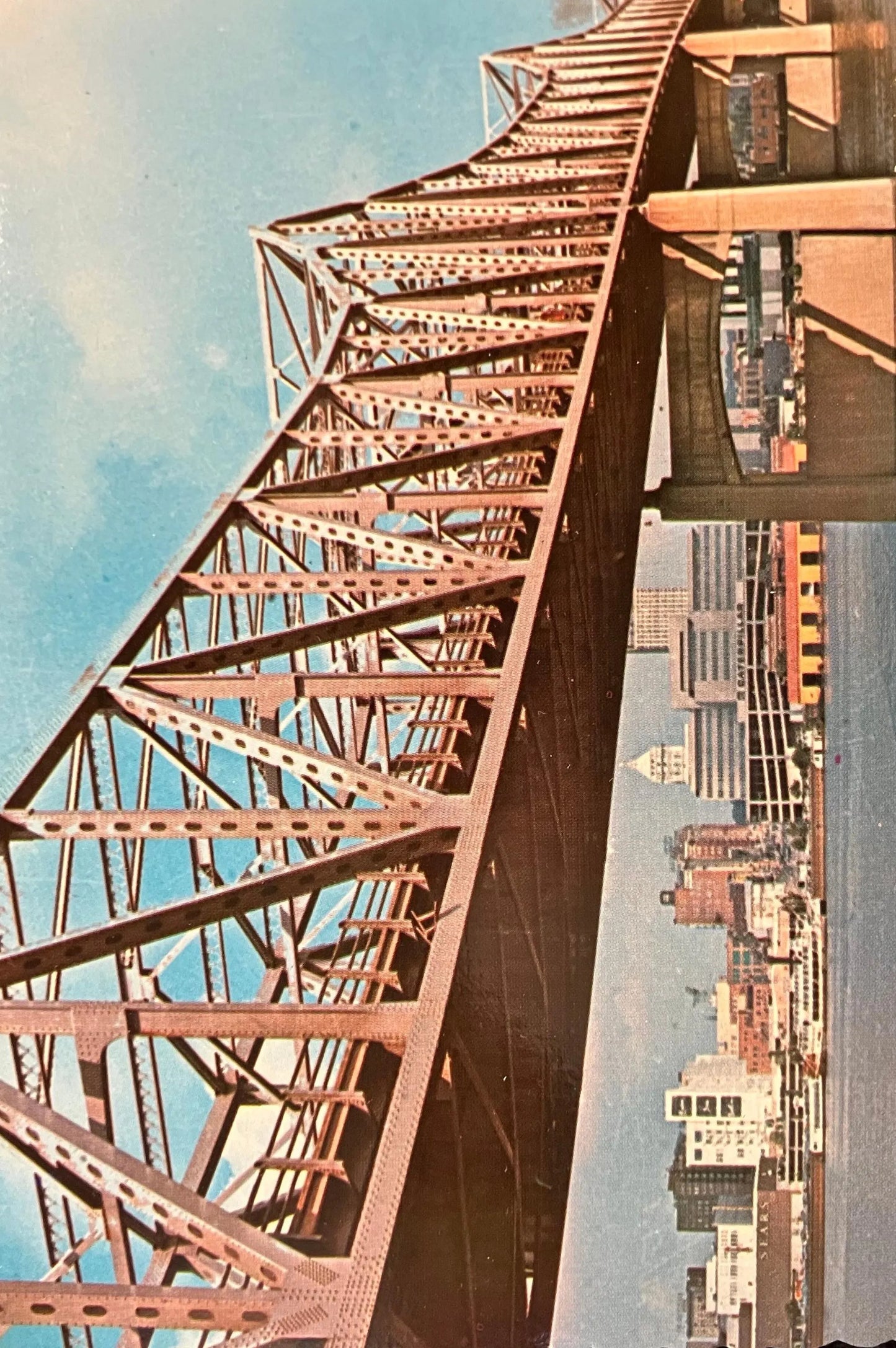 Murray M. Baker Bridge over the Illinois River in Peoria, Illinois - Photo: David Honor - Vintage Bridge Postcard