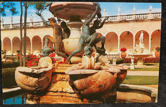 Fountain of the Turtles in Sarasota, Florida - Photo: H. W. Hannau - Vintage Musuem Postcard