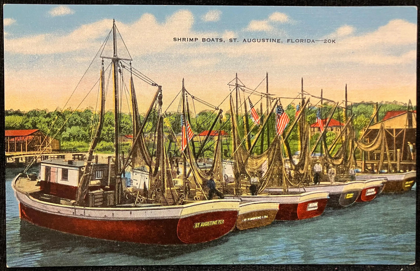 Shrimp Boats, St. Augustine, Florida - Vintage Boat Postcard