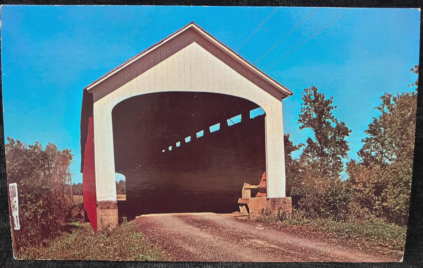 Nevins Bridge over Little Raccoon Creek in Parke County, Indiana - Vintage Covered Bridge Postcard