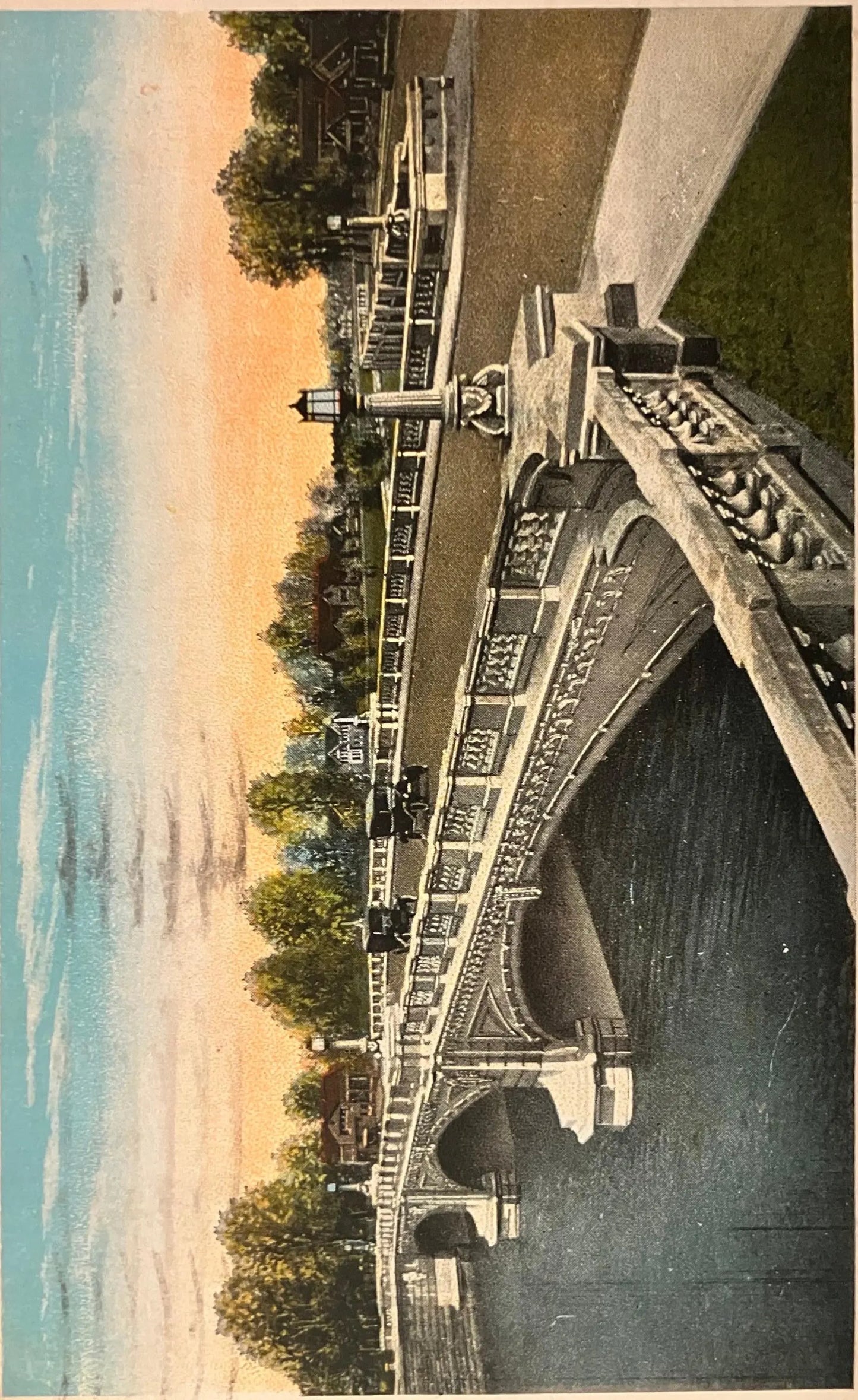 North Meridian Street Bridge Over Fall Creek, Indianapolis, Indiana - Vintage Bridge Postcard