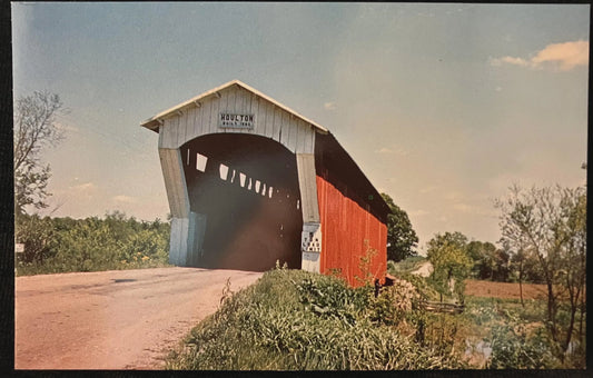 Houlton Covered Bridge in De Kalb County, Indiana - Photo by Photo by Rey Yapp - Vintage Covered Bridge Postcard