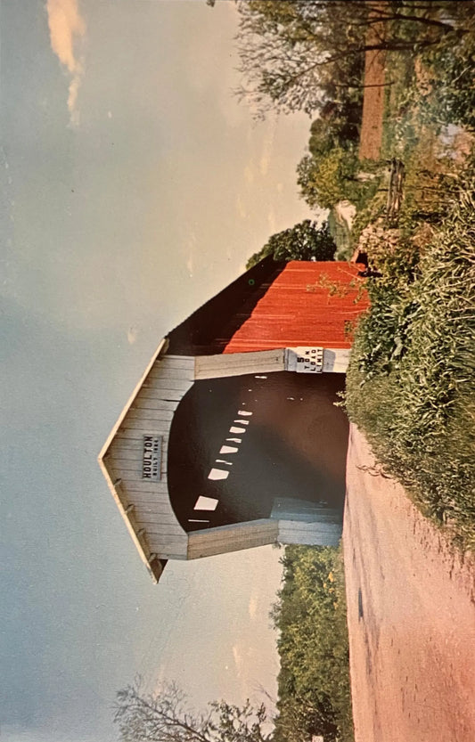 Houlton Covered Bridge in De Kalb County, Indiana - Photo by Photo by Rey Yapp - Vintage Covered Bridge Postcard