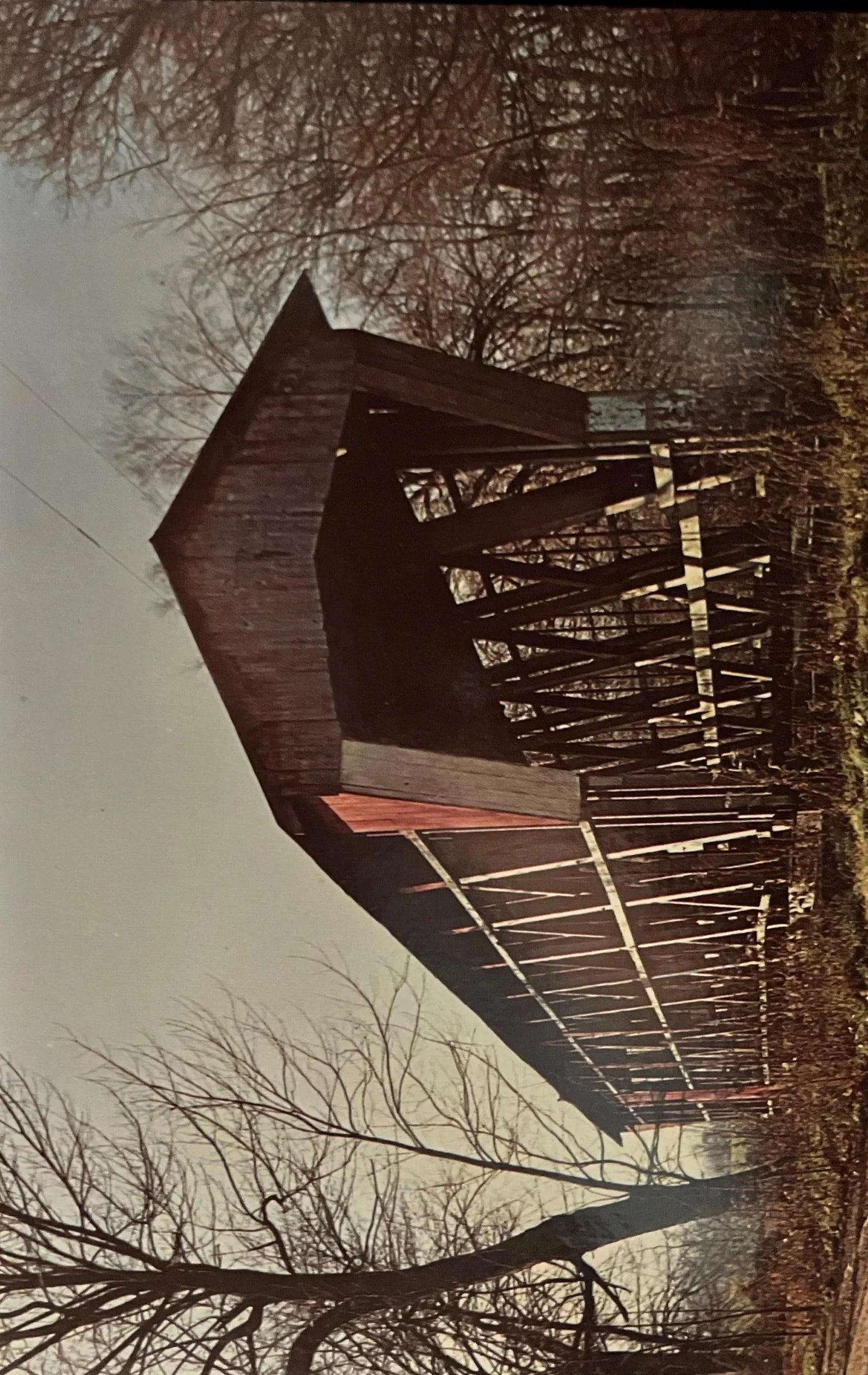 Cedar Chapel Bridge near Garrett, Indiana - Photo by John V. Pontiere Jr. - Vintage Covered Bridge Postcard