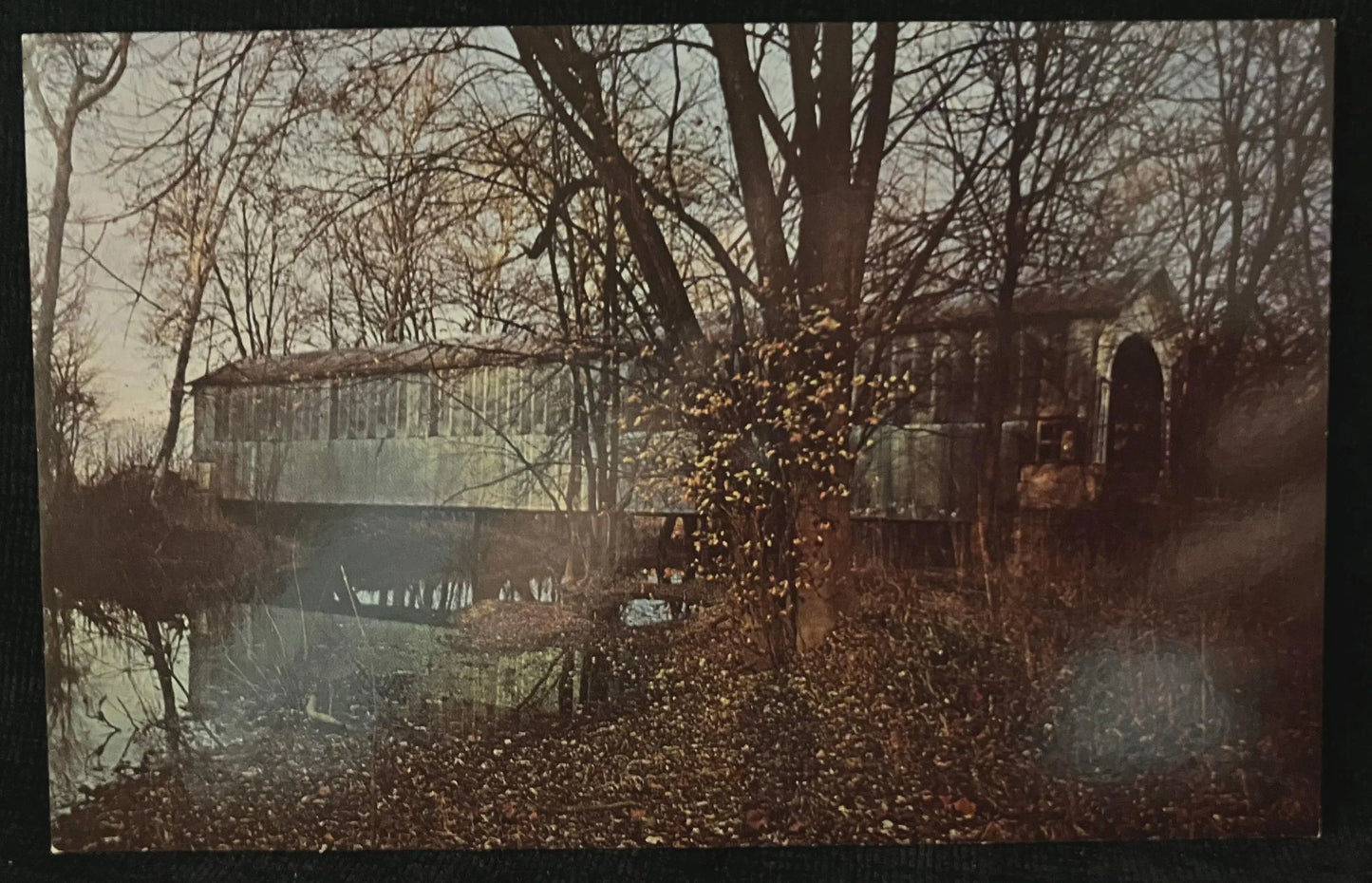 Emmetsville Bridge in Randolph County, Indiana - Photo by John V. Pontiere Jr. - Vintage Covered Bridge Postcard