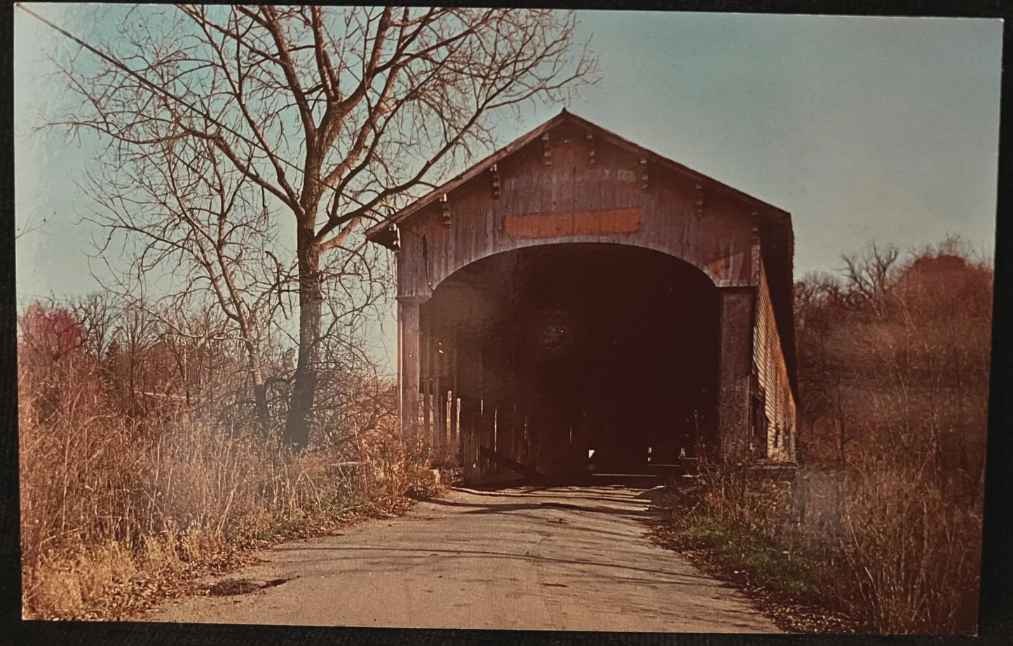 Dunlapsville Bridge in Union County, Indiana - Photo by John V. Pontiere Jr. - Vintage Covered Bridge Postcard