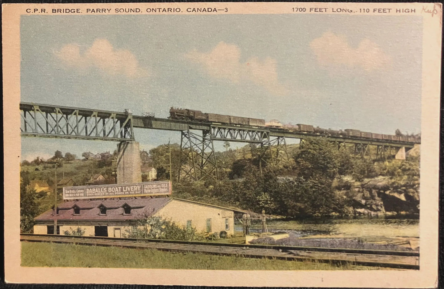 C. P. R. Bridge - Parry Sound, Ontario, Canada - Vintage Railway Postcard