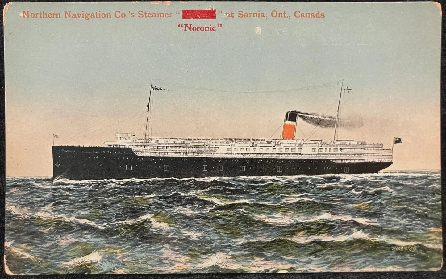Northern Navigation Co.’s Steamer “Noronic” at Sabrina, Ontario, Canada - Printed in Great Britain - Vintage Postcard