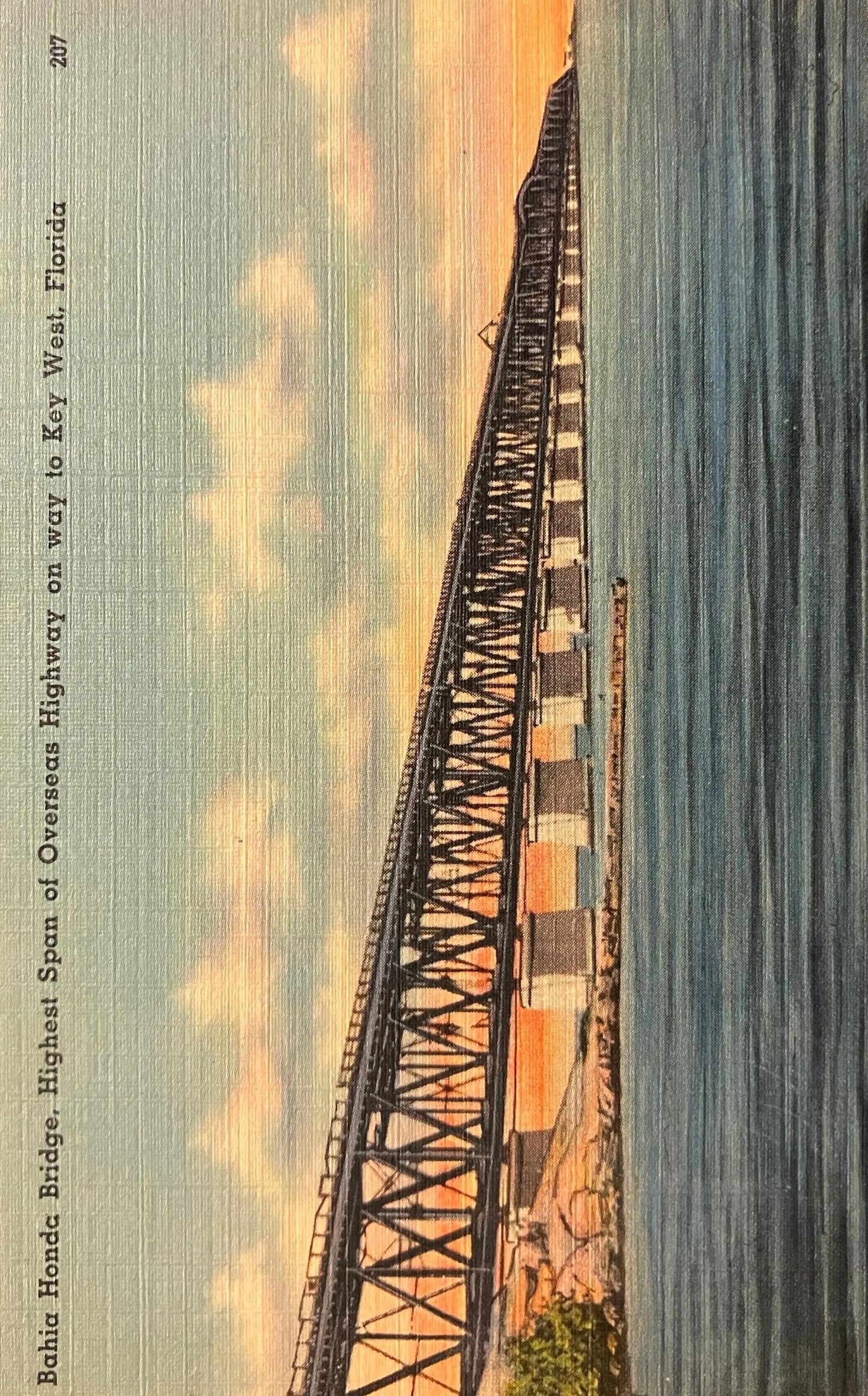 Bahia Honda Bridge, Highest Span of Overseas Highway on the way to Key West, Florida - Vintage Postcard