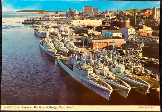 Halifax from Angus L. MacDonald Bridge, Nova Scotia - Photo by E. Otto - Vintage Postcard