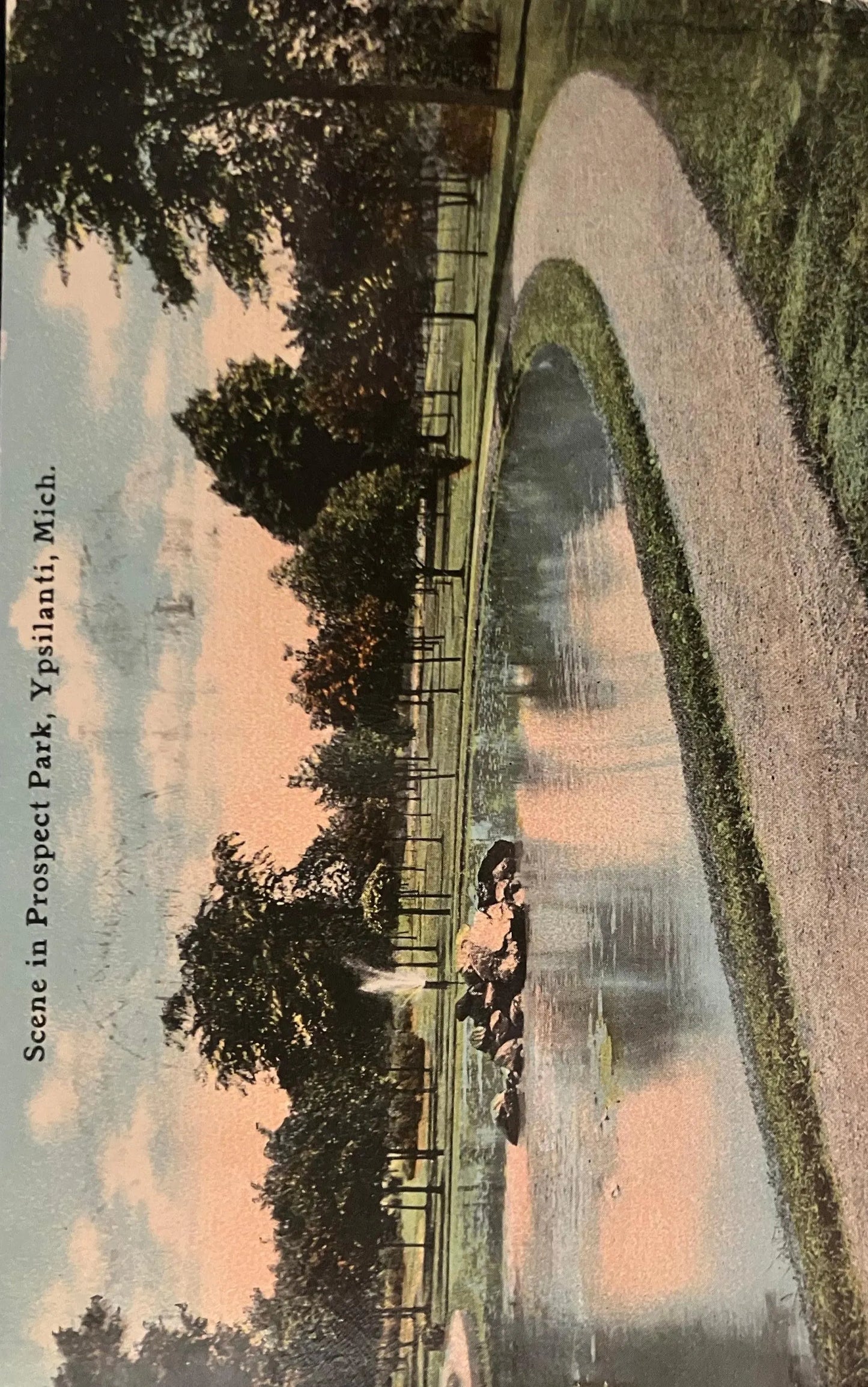 Scene in Prospect Park, Ypsilanti, Michigan - Vintage Postcard
