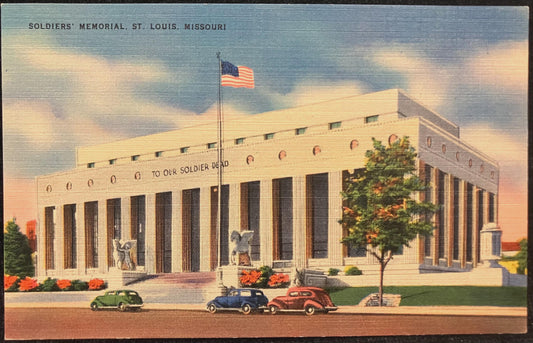 Soldiers’ Memorial. St. Louis, Missouri - Photo: St. Louis Chamber of Commerce - Vintage Postcard - Veterans Postcard