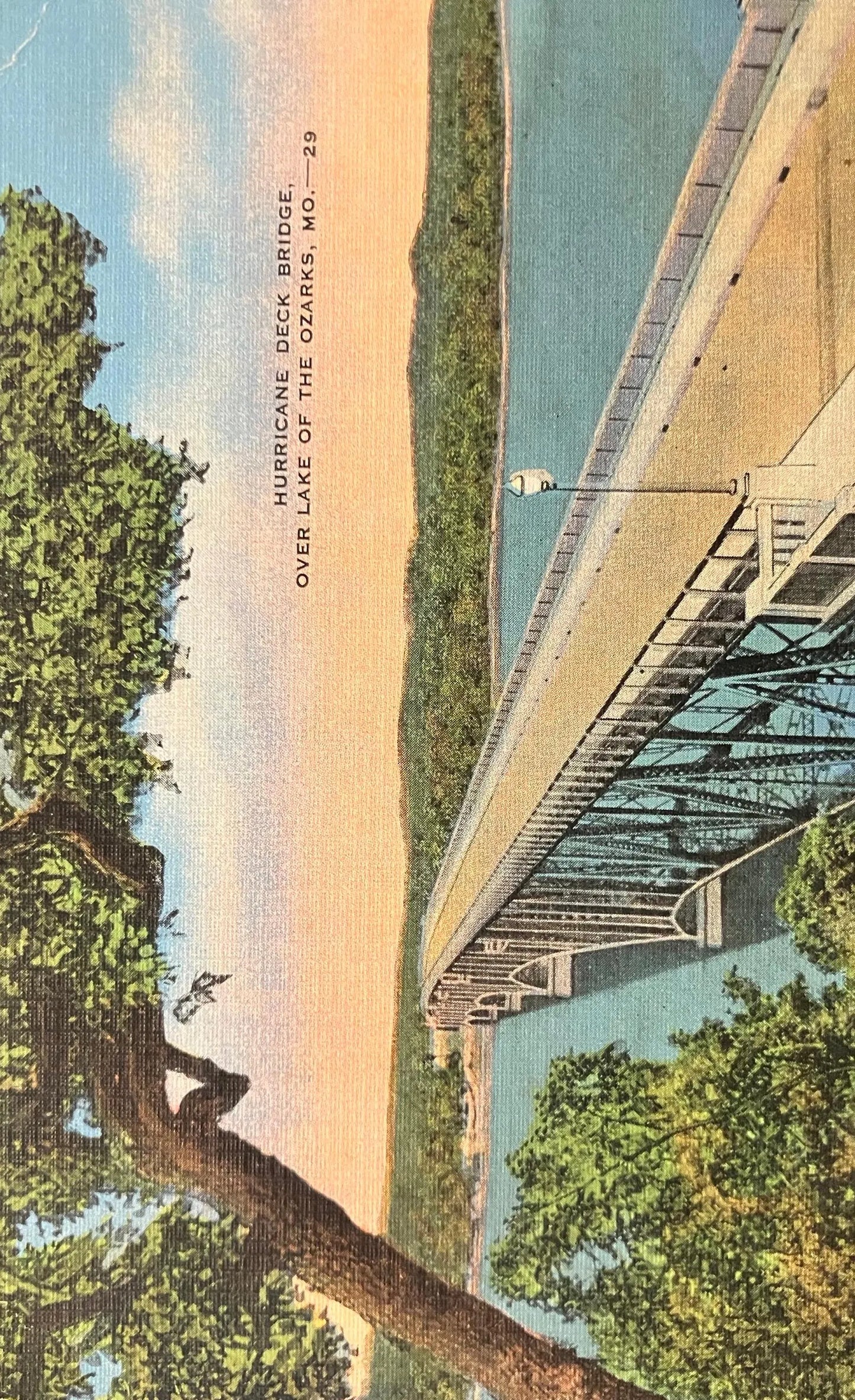 Hurricane Deck Bridge, Over Lake of the Ozarks, Missouri - Vintage Postcard