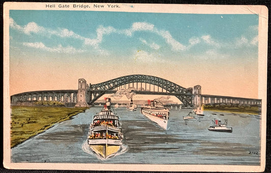 Hell Gate Bridge, New York - Vintage Postcard