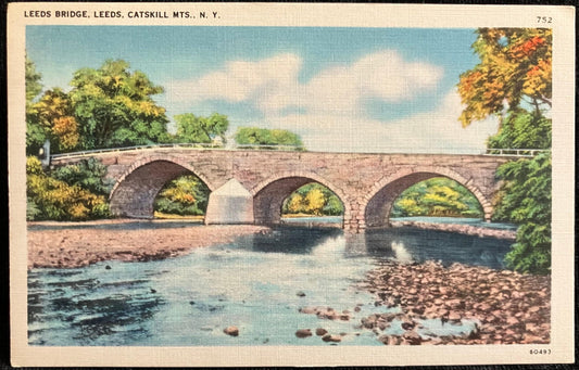 Leeds Bridge, Leeds, Catskill Mountains, New York - Vintage Postcard