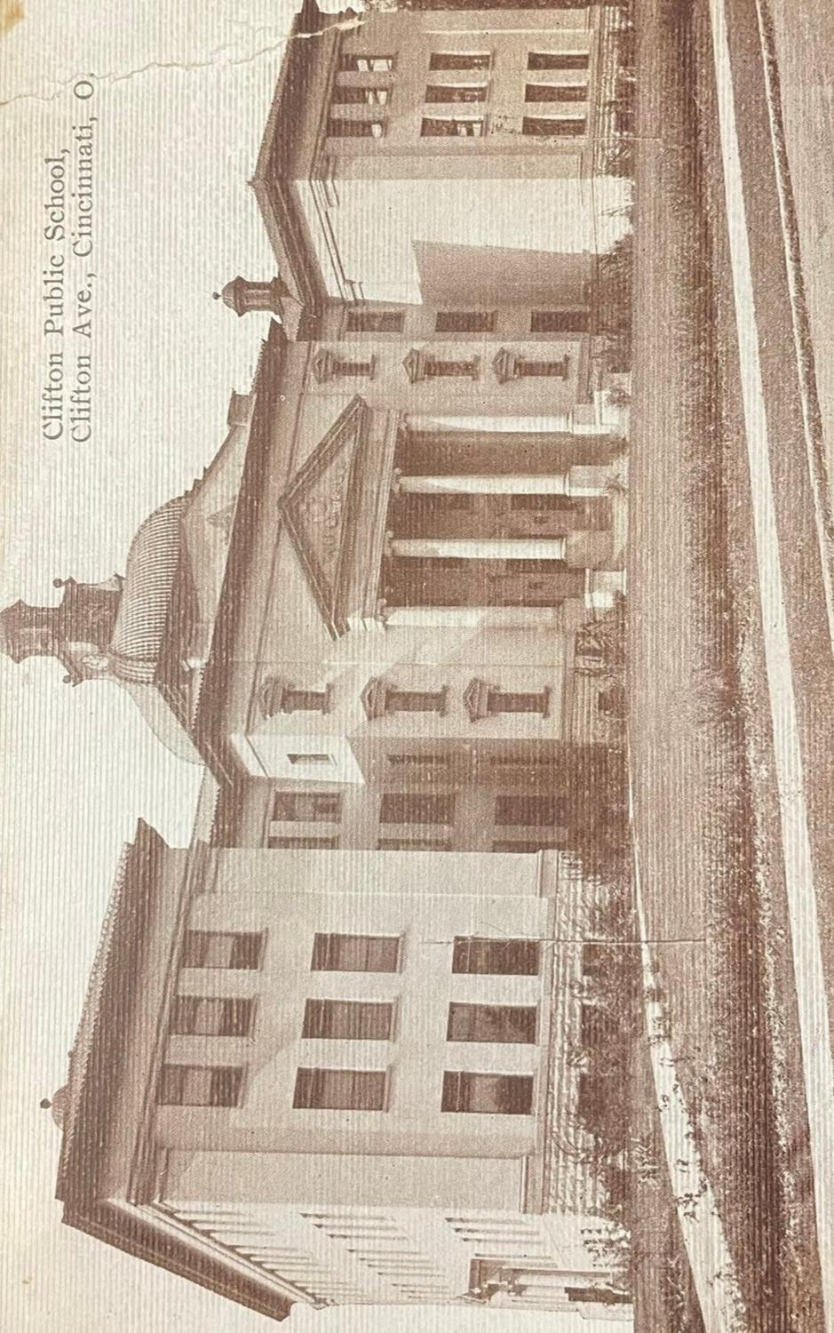 Clifton Public School on Clifton Ave., Cincinnati, Ohio - Vintage School Postcard