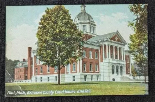 Genesee County Court House and Jail - Flint, Michigan - Vintage Postcard