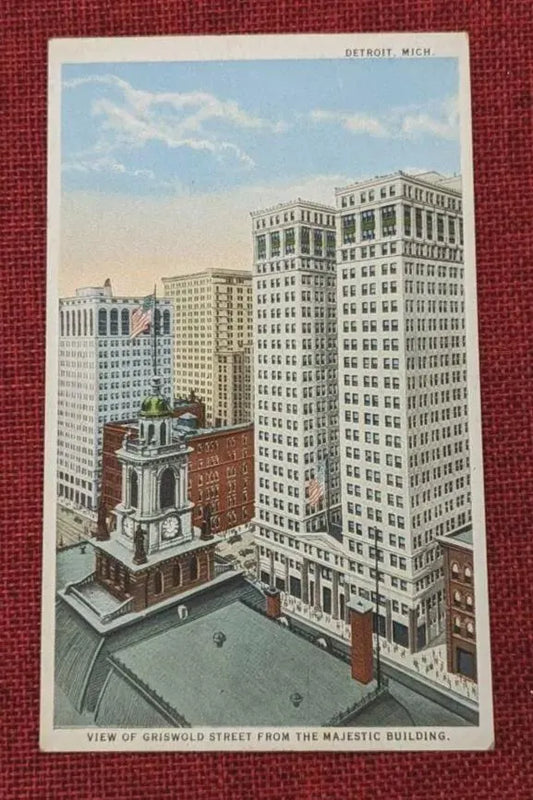 Griswold Street View from the Majestic Building, Detroit, Michigan - Vintage Postcard
